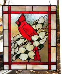 Panel Framed Stained Glass Cardinal