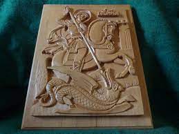 Hand Carved Byzantine Icon St George