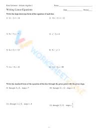 Linear Equations Worksheetzone
