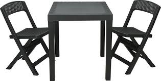 3 Pc Plastic Black Table Chair Set 2