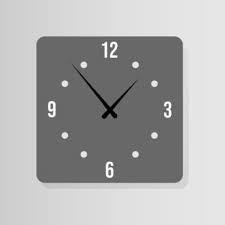 Square Clock Icon In Flat Style