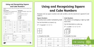 And Cube Numbers Worksheet