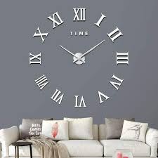 Silver Sticker 3d Diy Clock Wall Clocks