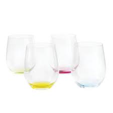 Colored Stemless Wine Glasses Set
