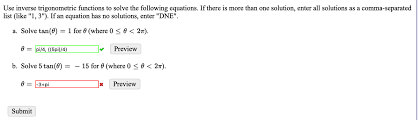 Use Inverse Trigonometric Functions To