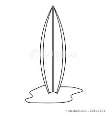 Surf Board Icon Outline Style Stock