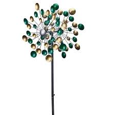 Southern Patio Lots Of Dots Wind Spinner Yard Stake Gold Green