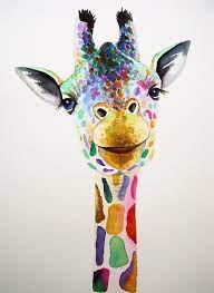 Colorful Animal Paintings Giraffe