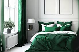 Bed Covered In Emerald Green Sheets