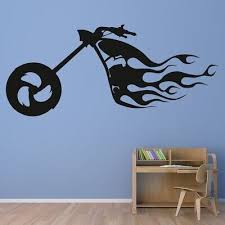 Flaming Motorcycle Motorbike Wall