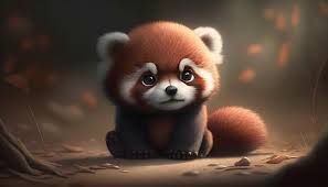 A Cute Adorable Baby Red Panda Rendered