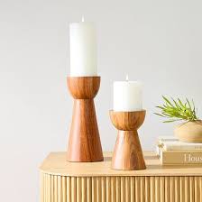 Pure Wood Pillar Candle Holders West Elm