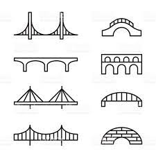 Set Of Simple Bridge Line Icons
