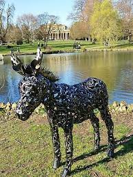 Metal Donkey Garden Ornament Statue