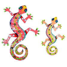 Colorful Gecko Haitian Metal Garden Art