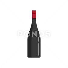 Old Wine Bottle Icon Flat Isolated