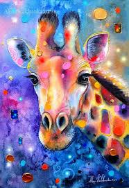 Giraffe Art Colorful Giraffe Animals Of