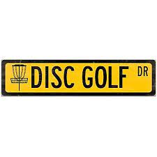Disc Golf Metal Street Sign With Basket