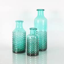 Turquoise Clear Decorative Glass Bottle