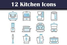 Kitchen Icon Set Editable Bold Outline