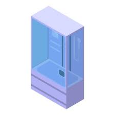 Bath Shower Stall Icon Isometric