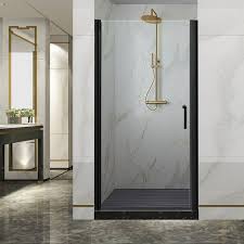 Black Frameless Pivot Shower Door