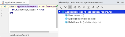 view source code hierarchy rubymine