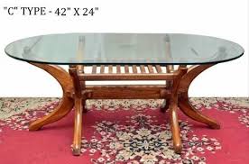 24 Inch C Type Glass Wood Center Table