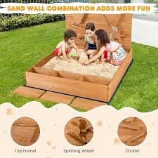 Wooden Sandbox With Sand Wall