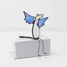 Stained Glass Dragon Shelf Buddy Blue