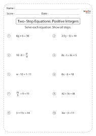 Two Step Equations Worksheets Math Monks