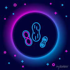 Glowing Neon Line Peanut Icon Isolated