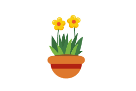Spring Yellow Flowers In Pot Flat Icon