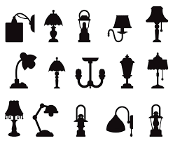 Lamp Icon Set Isolated Vectors Silhouettes