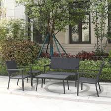 Charcoal Black Square Small Metal Outdoor Coffee Side Table For Outside Patio