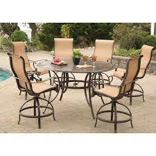 Agio Somerset 7 Piece Aluminum Round Outdoor Bar Height Dining Set With Swivels And Cast Top Table