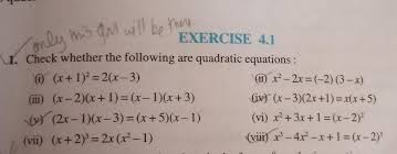 Math Ch 4 Quadratic Equation Ex 4 1