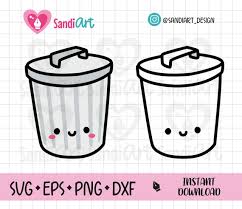 Cute Kawaii Trash Can Editable Files