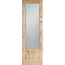 Tall Frosted Glass Pine Interior Wood Door