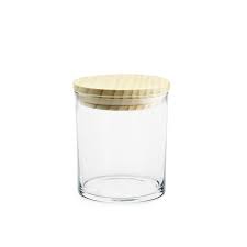 Clear Glass Jar With Wooden Lid Raw