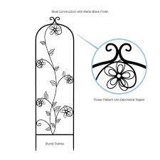 49 In Decorative Flower Stem Design Metal Garden Trellis For Climbing Plants In Black Blacks