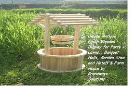 Wooden Wishing Well Bucket Planter At