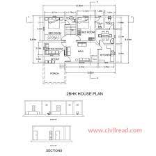 Plan And Section 2bhk Autocad Draeing
