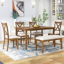 Brown Wooden Dining Set With Chairs