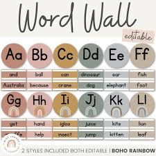 Boho Rainbow Word Wall Editable Neutral