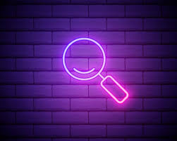 Magnifying Glass Icon In Neon Style