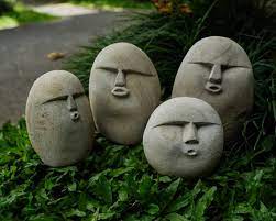 Funny Stone Stone Face Figurine Stone