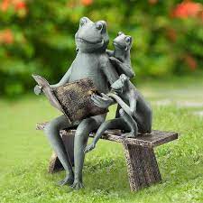 Reading Frog Family Garden Statue 53029
