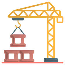Crane Lifting Bricks Block Concept
