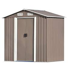 Patio 6 Ft X 4 Ft Tools Metal Storage Shed With Lockable Double Door 24 Sq Ft